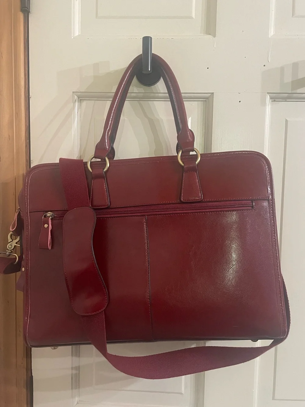 Kattee Burgundy Leather Briefcase Bag
